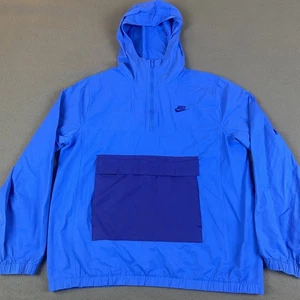 Nike Jacket Mens Medium Blue Anorak Pullover Hooded DA0011 Sportswear - Picture 1 of 12