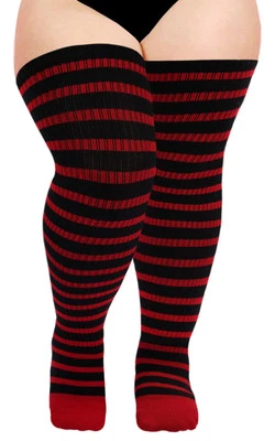 Plus Size Thigh High Socks for Women Knit Cotton Extra Long Halloween Over th... - Image 1 of 4