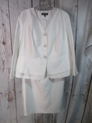 Blazer y Falda John Meyer 14 W Blanco Peplum Traje Pascua Iglesia Noche Boda Foto 1 de 4