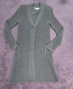 CAbi Stay kuscheliger grauer Staubmantel Cardigan Pullover kleiner Stil #588 Grobstrick Taschen - Bild 1 von 7