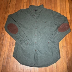 J. CREW Shirt M Green Leather Elbow Patches Cotton Wool - Picture 1 of 7