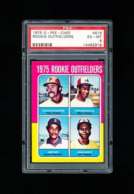 Tarjeta de novato 1975 OPC Baseball 616 Rookie Outfielders Jim Rice PSA 6 como nueva Foto 1 de 3
