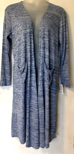 NUEVO CON ETIQUETAS Mujer LULAROE "SARAH" Acanalado Azul Estilo Abierto Cárdigan Plumero Chaqueta XL 1X? - Imagen 1 de 3