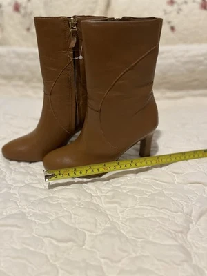 "Botas de cuero real Naturalizer Harlene tostadas/marrones para mujer talla 6M-tacón de 3,5"""  Foto 1 de 4