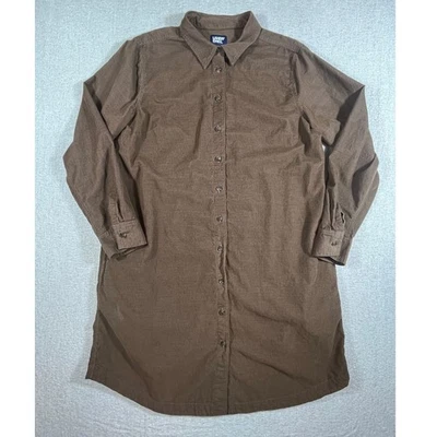 Camisa túnica Lands’ End para mujer XL marrón pana manga larga botón delantero otoño Foto 1 de 4