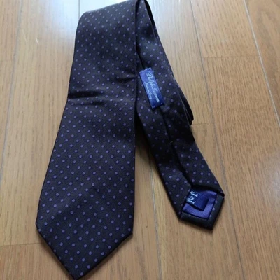 Auténtica corbata Ralph Lauren púrpura etiqueta lunares patrón 100 % seda marrón X púrpura para hombre Foto 1 de 4
