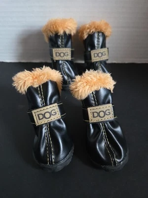 Botas de nieve para perros zapatos talla 3 impermeables conjunto de piel sintética/4 perros pequeños algodón cachorro Foto 1 de 4