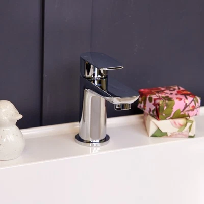 Flode Skarki Bathroom Modern Mono Basin Sink Mixer Tap Polished Chrome Finish