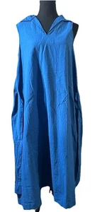 Uniqlo Damen Kleid Baumwolle Seersucker Gürtel ärmellos blau Größe M - Bild 1 von 11