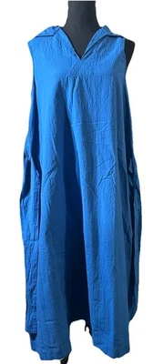 Vestido para mujer Uniqlo de algodón Seersucker azul sin mangas con cinturón talla M Foto 1 de 4