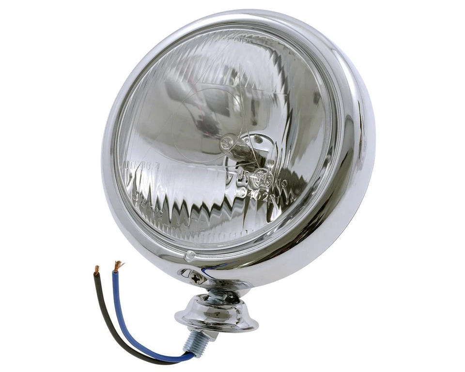 Scheinwerfer Motorrad Fernlicht Chrom 4 1/2 Zoll, flaches Gehäuse, Chopper Mofa - Bild 1 von 1