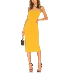 Norma Kamali Dress NEW Size 10 Small S / US 6 Gold Strapless Midi Party NWT - Picture 1 of 9