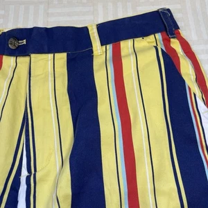 Loudmouth Golf Shorts Men’s 36 Yellow Blue Red Striped Performance Stretch - Picture 1 of 4