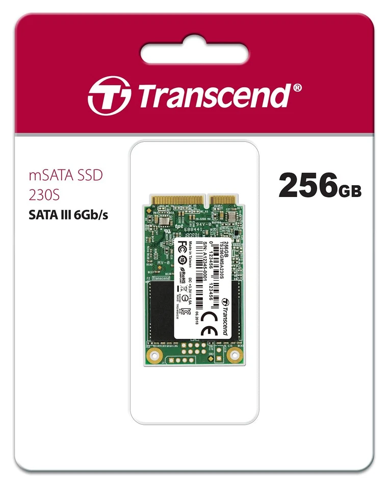Transcend MSA230S 256 GB SATA III 6 Gb/s mSATA Internal Solid State Drive (SSD)  - Image 1 of 4
