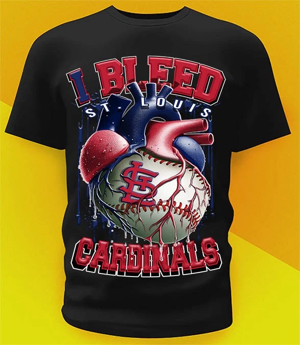 Tamanhos de camisa St Louis Cardinals Bleed!! Youth-6XL - Imagem 1 de 1