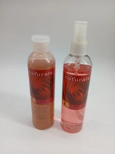 (Lot Of 2) Avon Naturals Red Rose & Peach Body Spray & Shower Gel - Picture 1 of 7