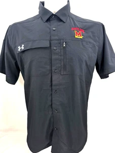 NEW Maryland Terrapins Terps Under Armour Motivate SS Button Up Shirt Men's M - Picture 1 of 8