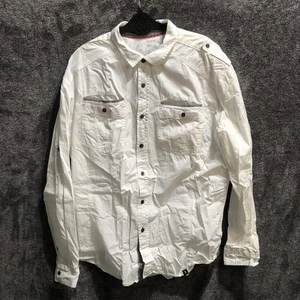 Marc Ecko Cut & Sew Hemd Herren XL weiß Knopfleiste Utility Taschen Schulterklappen - Bild 1 von 9