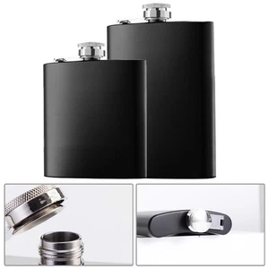 Hip Flask Vodka Black Whiskey Hunting Large Capacity Liquor Pocket Spare Parts - Picture 1 of 36