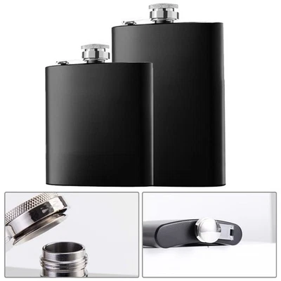 Hip Flask Vodka Black Whiskey Hunting Large Capacity Liquor Pocket Spare Parts - Image 1 of 4