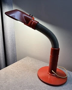Vintage Mid-Century Space Age Desk Metal Lamp Red Decor - Picture 1 of 15