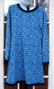 MICHAEL KORS DRESS, Blue Indigo Floral Knit Long Sleeve, Women's Small - Picture 1 of 10
