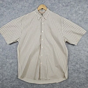 Cutter & Buck Beige Windowpane 100% Cotton XL Short Sleeve Button Up/Down Shirt - Picture 1 of 10