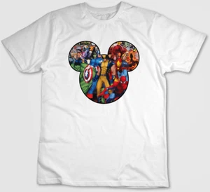 Camiseta de algodón de manga corta Mickey Mouse Silhouette personajes de superhéroes E011 - Imagen 1 de 5