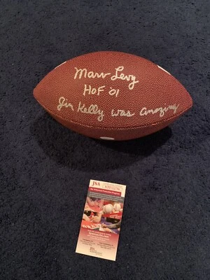Fútbol americano firmado por Marv Levy, inscripción increíble, Jim Kelly fue increíble JSA Bills Foto 1 de 3