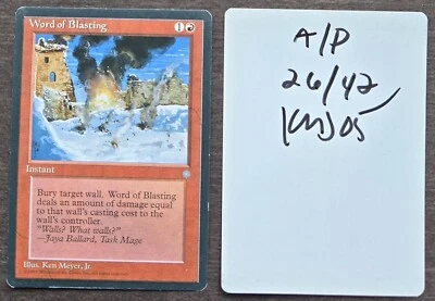 SIGNED MTG Magic Ken Meyer Jr Artist Proof _English Ice Age _WORD OF BLASTING 42 - Image 1 of 4