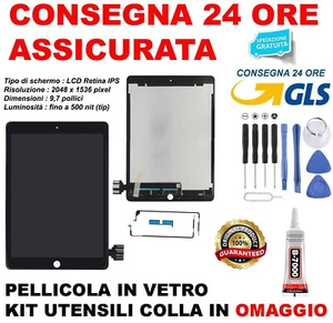 DISPLAY LCD TOUCH RETINA APPLE IPAD PRO 9.7 2016 A1673 A1674 A1675 BIANCO O NERO - Imagen 1 de 4
