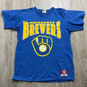 MLB Milwaukee Brewers Vintage Logo Royal Blue Reprint Shirt AN44986 - Picture 1 of 2