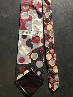 Corbata para hombre Gianfranco Ruffini 55" 100 % seda roja negra dorada plata lunares  Foto 1 de 4