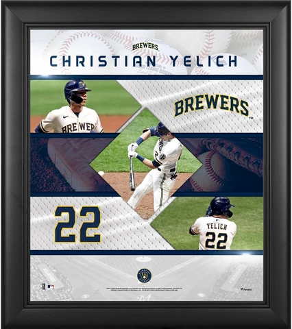 Christian Yelich Milwaukee Brewers Framed 15x17 Stitched Stars Collage Cover
