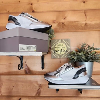 Tênis Franco Sarto NOVO Moda Imperial Couro Cinza Prata Polido Tamanho 5 M - Imagem 1 de 4