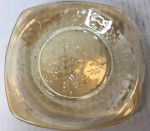 Marigold Opalescent Art Deco Glass Plate Mid Century Modern Vintage 5" Square - Picture 1 of 9