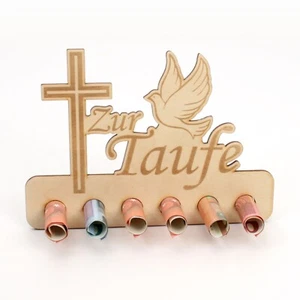 Geldgeschenk zur Taufe - Geldscheinhalter aus Holz mit 6 Löchern für Geldscheine - Bild 1 von 9