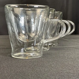 Espresso Cups Set of 3 Double Walled Clear Glass Espresso Shot Glass with Handle - Picture 1 of 10