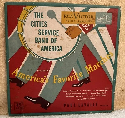  45 RPM 4 Record Box Set The Cities Service Band Of America 2 Metal Adapters Foto 1 de 4