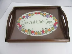 Creative Circle Cross Stitch Wood Serving Tray Served w Love Wall Hang or Tray - Picture 1 of 5