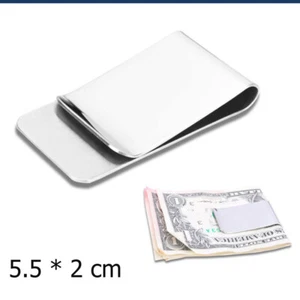 Stainless Steel Silver Money Clip Metal Pocket Holder Wallet Credit Card Holder - Bild 1 von 11