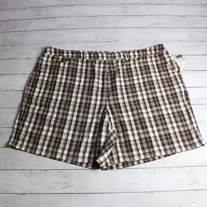 Jones New York Vintage Women's Casual Plaid Shorts Plus Size 24W Brown Trouser - Picture 1 of 9