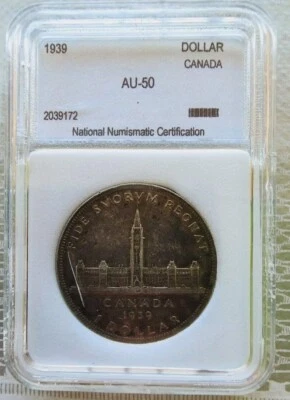 CANADA 1939 1 DOLLAR SILVER COIN PARLIAMENT  - Image 1 of 4