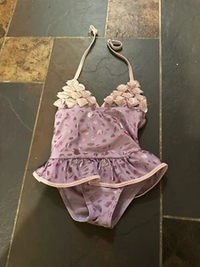 24mo floatimini floral purple ruffle bathing swim suit polka dot - Picture 1 of 3