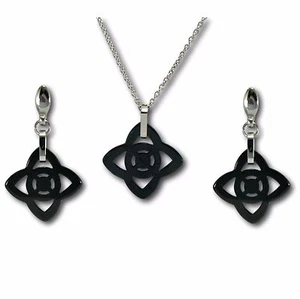 Blue Diamond Club - Beautiful Black Necklace and Earring Set Girls Womens - Picture 1 of 3
