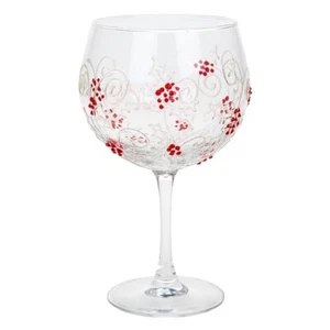 Sunny By Sue Christmas Red Holly Decorated Gin Balloon Glass Gift Boxed - Picture 1 of 2