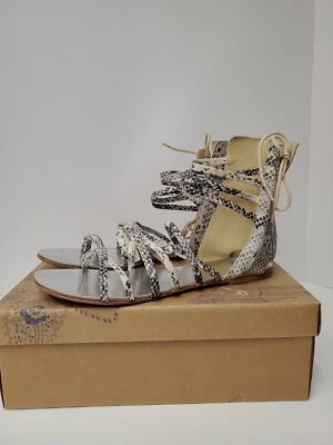 Sandalias Free People Juliette Estampado Piel de Serpiente Gladiador Punta Abierta Talla 10 M Foto 1 de 4