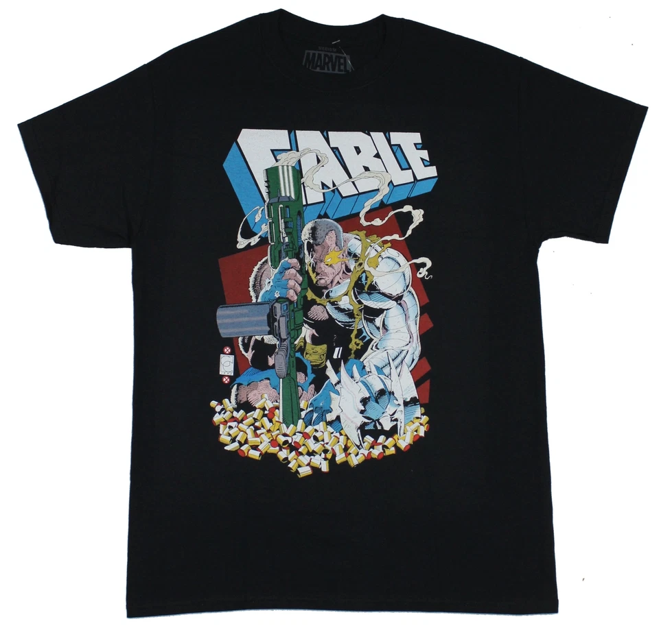 Cable Mens T-Shirt - Posed Battle Ready Under Logo - Image 1 of 1