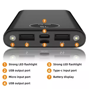 900000MAH Portable Power Bank LCD LED 2 USB Battery Charger For Mobile Phone - Picture 1 of 11
