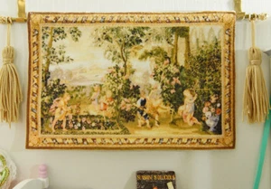 Leisure Afternoon Cherubs Playing Happily Miniature Tapestry - Picture 1 of 7